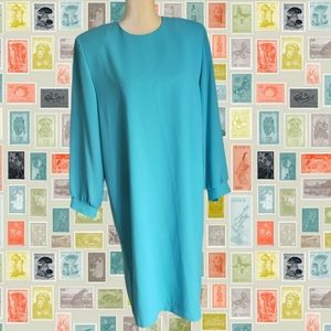 Vintage 70s Petites by Willi s 14P Turquoise Dress